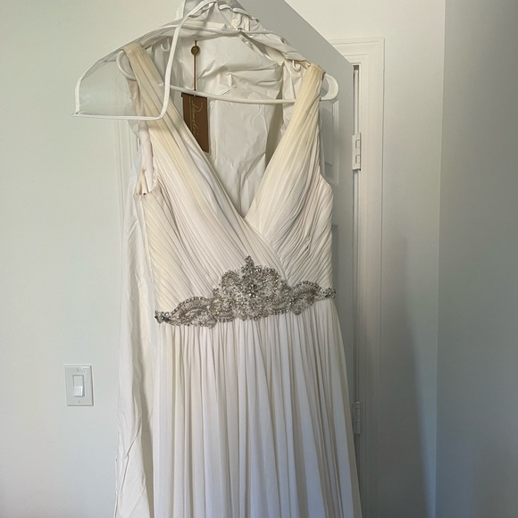 Demetrios Floor Length Grecian Maxi Wedding Gown Chiffon - Picture 2 of 7